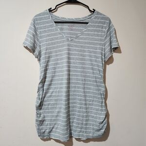 Isabel Maternity Gray and White Short Sleeve Tee